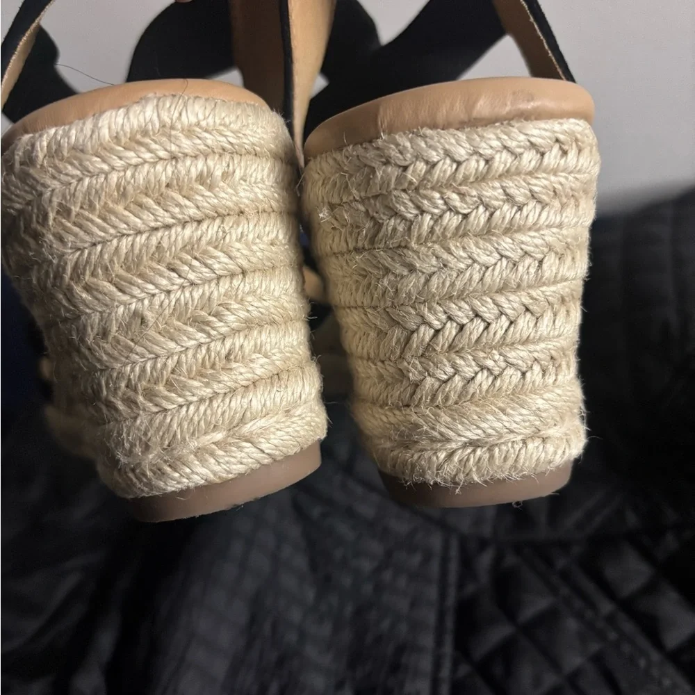 Easy Spirit Black Espadrille Wedge Sandals